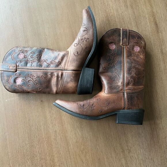 Women Smokey mountain boots style 3771 pattern Rosette, Brown Distress Sz 6 NWOT - Picture 16 of 16